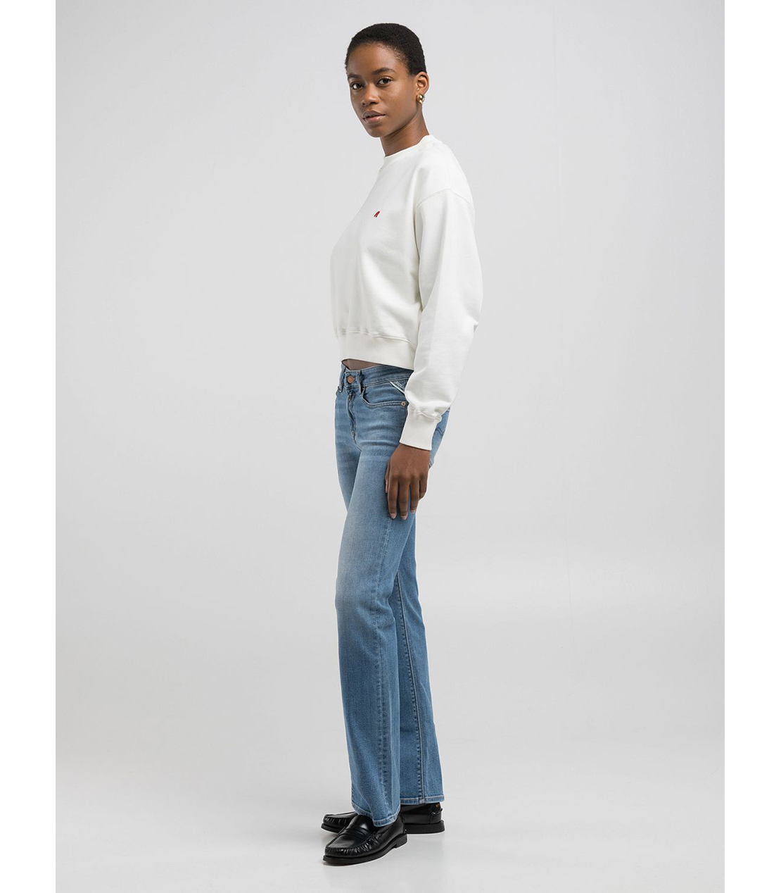 Rロゴ刺繍入りクロップドスウェットシャツ 詳細画像 ナチュラルホワイト 5